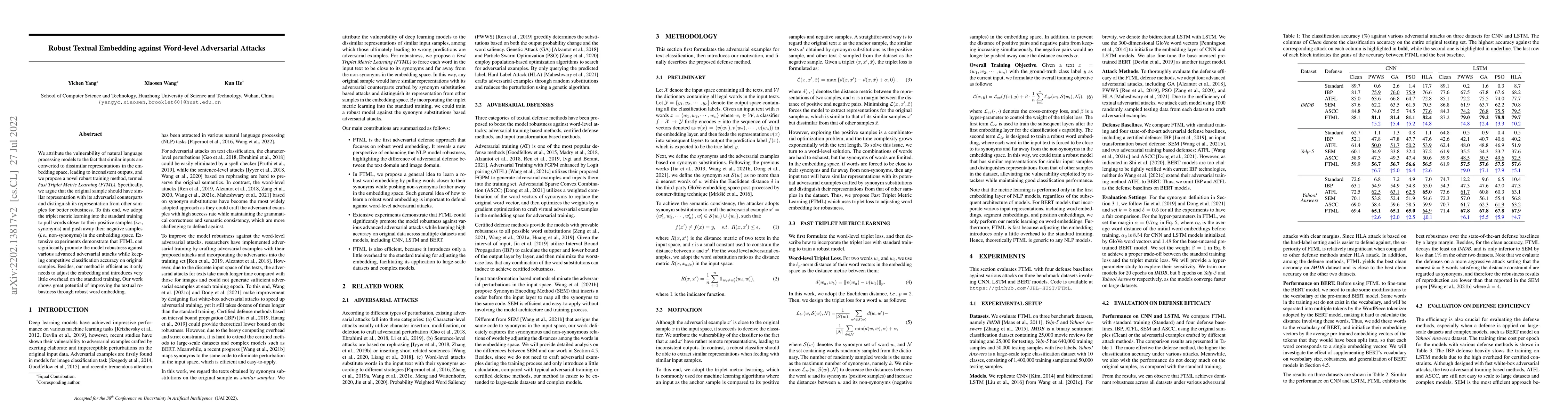 Thumbnail for Robust Textual Embedding against Word-level Adversarial Attacks