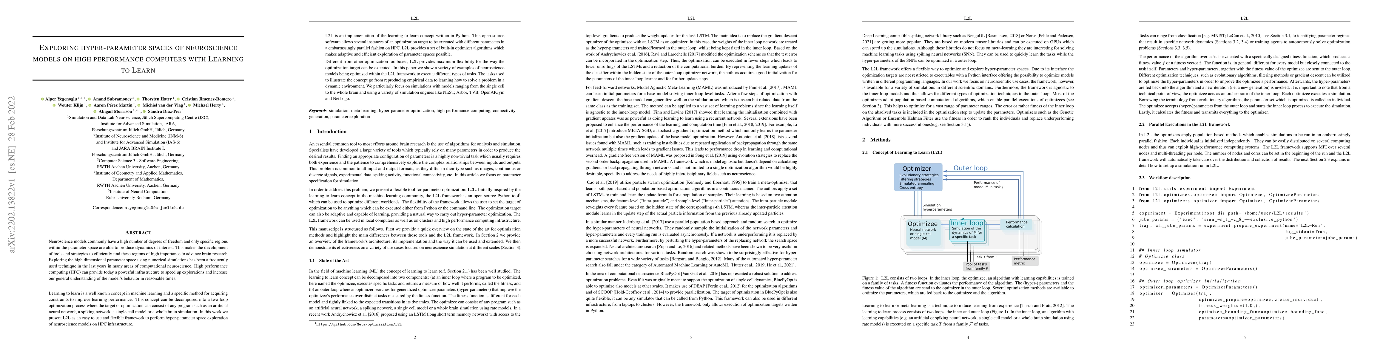 Thumbnail for Exploring hyper-parameter spaces of neuroscience models on high
  performance computers with Learning to Learn