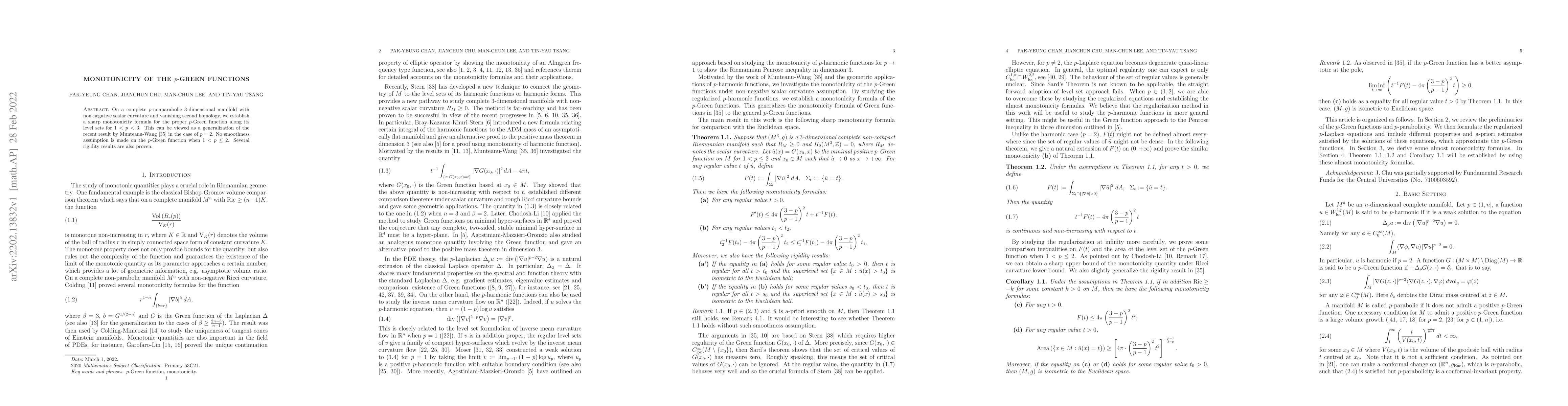 Thumbnail for Monotonicity of the $p$-Green functions
