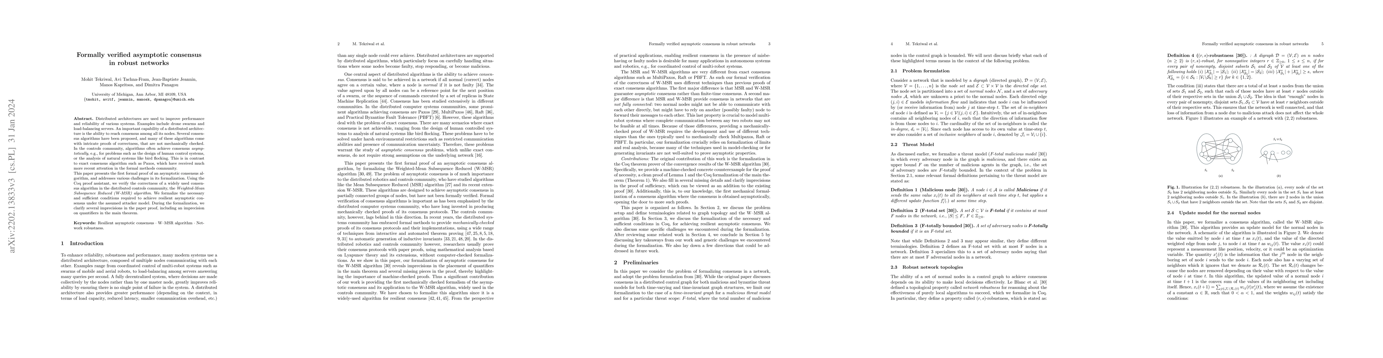 Thumbnail for Formally verified asymptotic consensus in robust networks