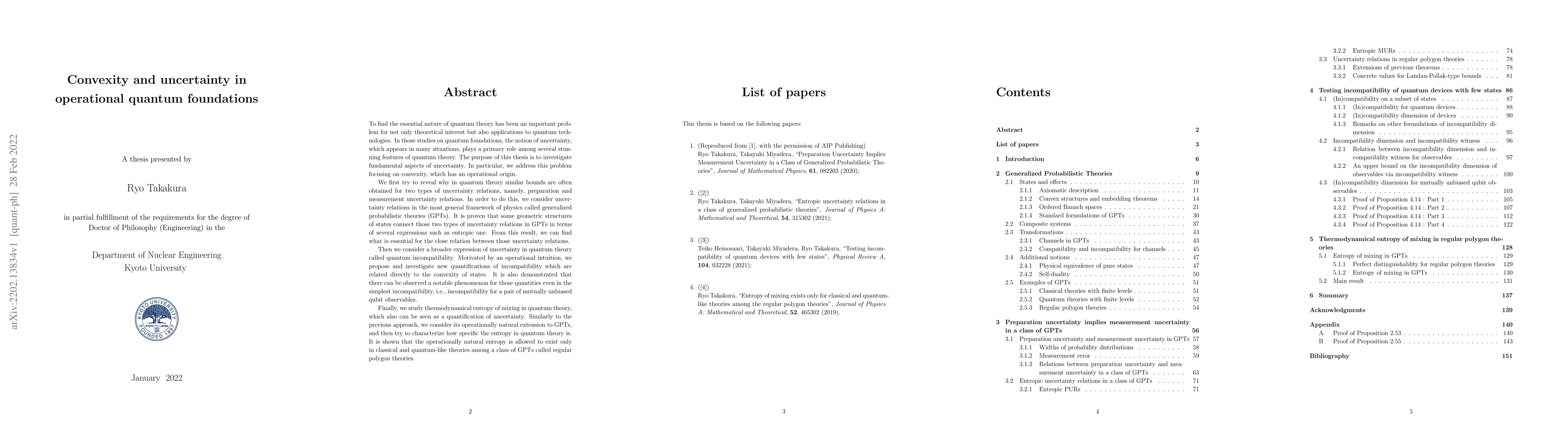 Thumbnail for Convexity and uncertainty in operational quantum foundations