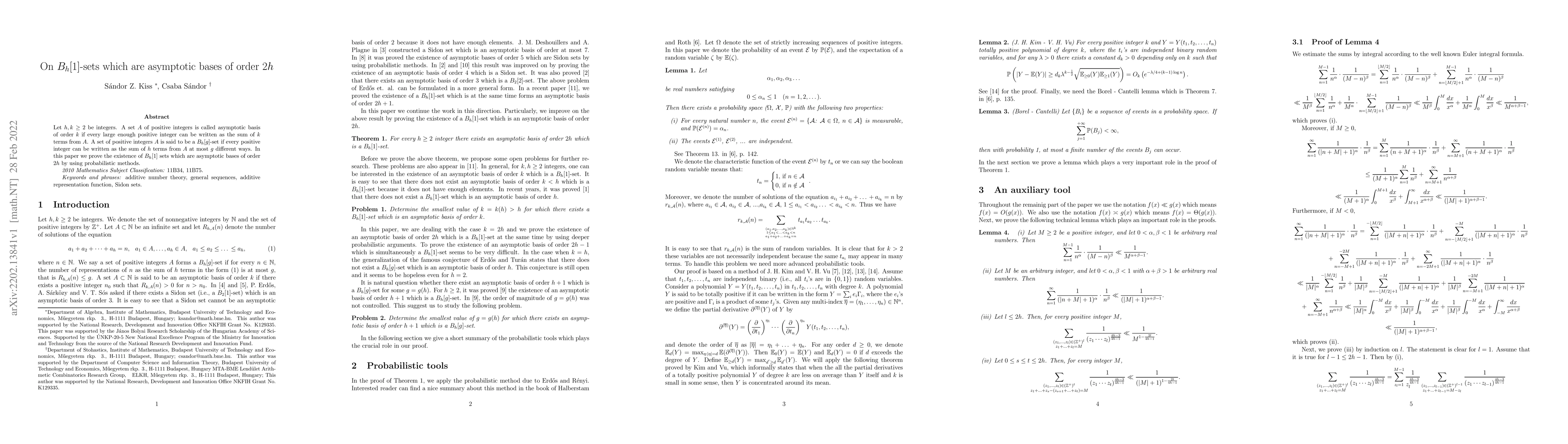 Thumbnail for On $B_{h}[1]$-sets which are asymptotic bases of order $2h$