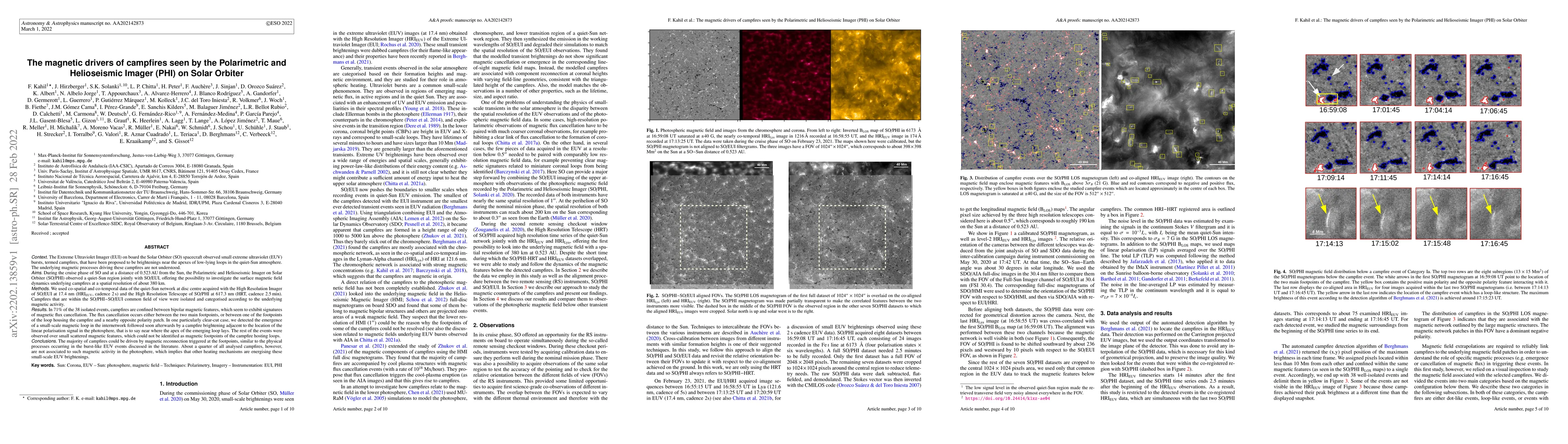 Thumbnail for The magnetic drivers of campfires seen by the Polarimetric and
  Helioseismic Imager (PHI) on Solar Orbiter