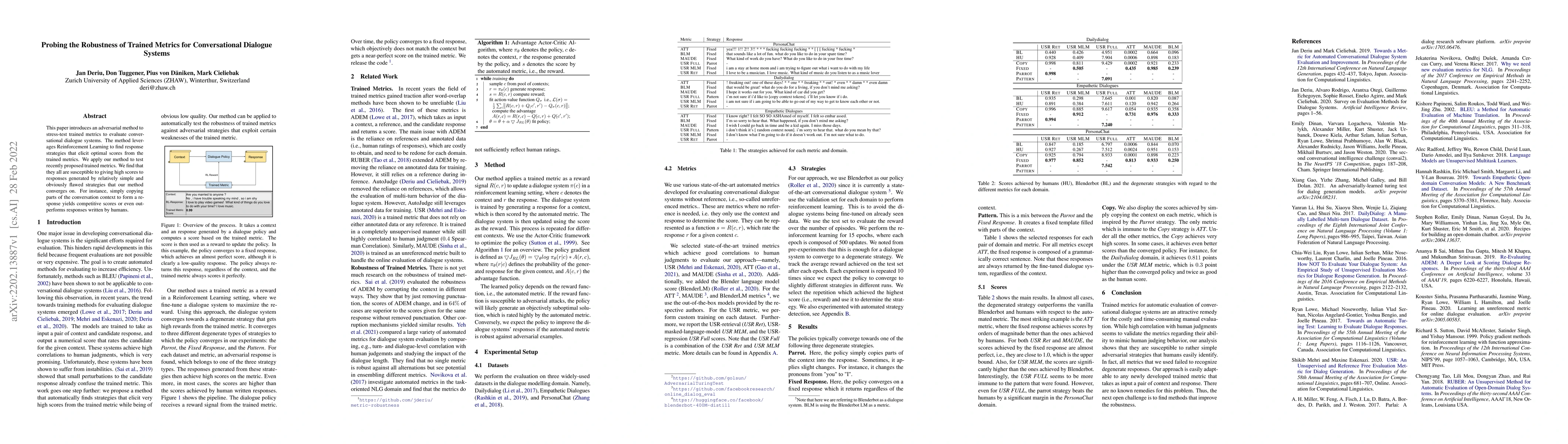 Thumbnail for Probing the Robustness of Trained Metrics for Conversational Dialogue
  Systems