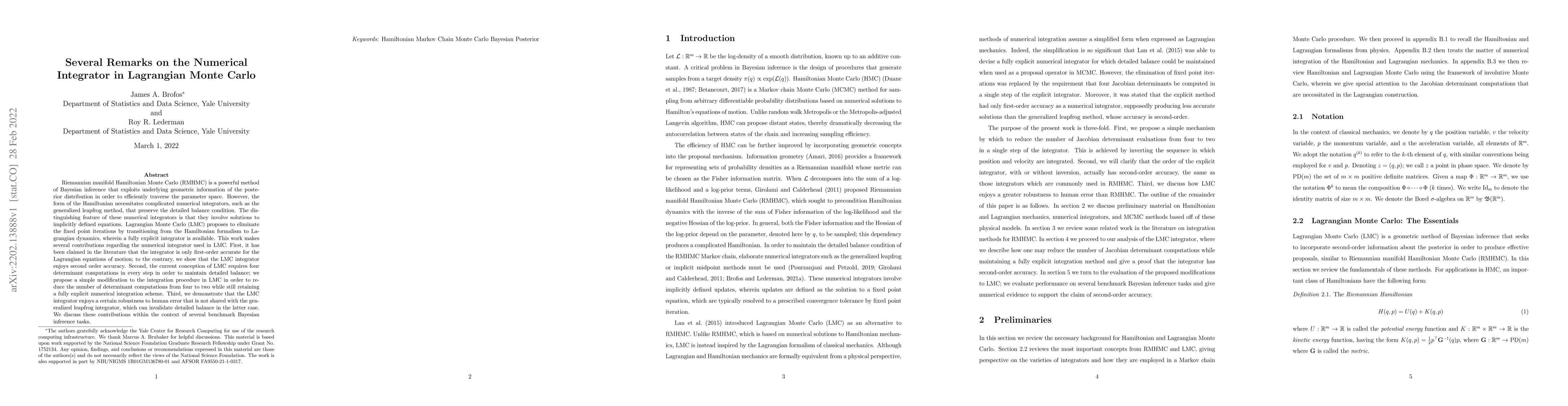 Thumbnail for Several Remarks on the Numerical Integrator in Lagrangian Monte Carlo