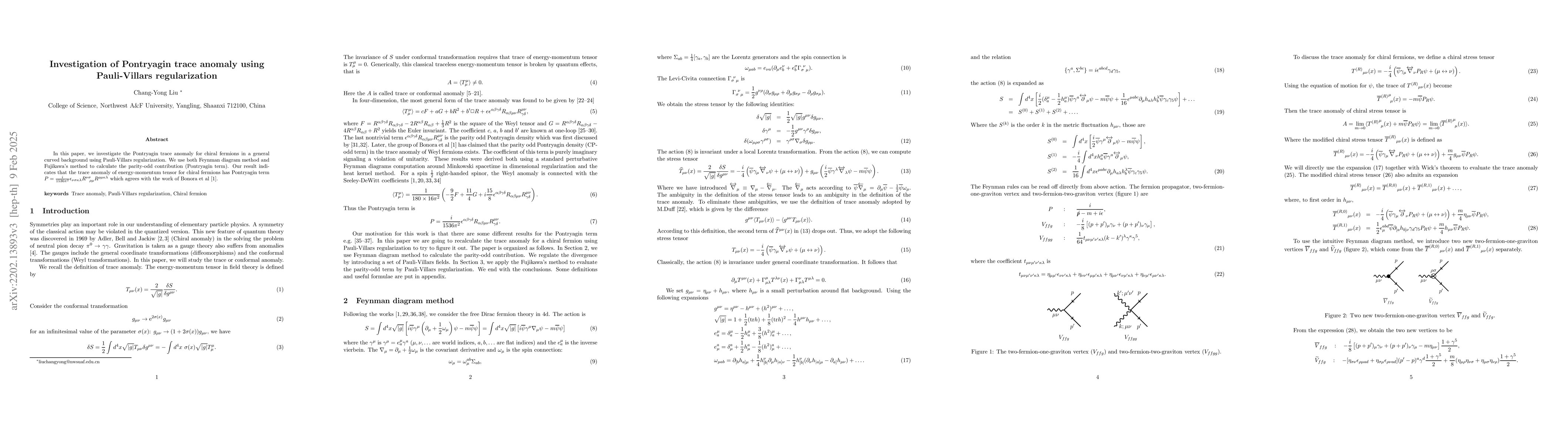 Thumbnail for Investigation of Pontryagin trace anomaly using Pauli-Villars
  regularization