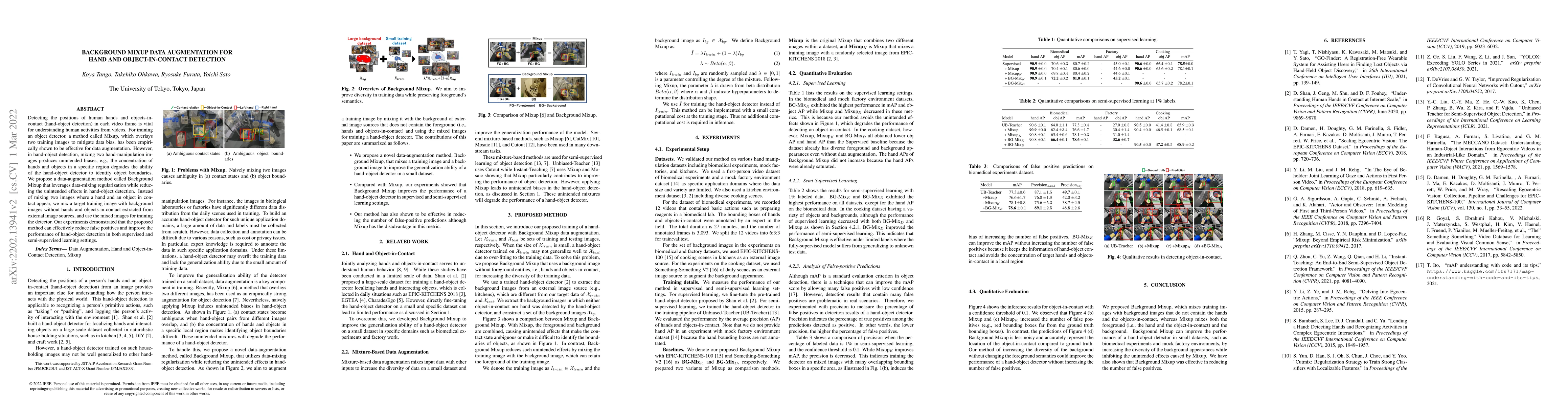 Thumbnail for Background Mixup Data Augmentation for Hand and Object-in-Contact
  Detection