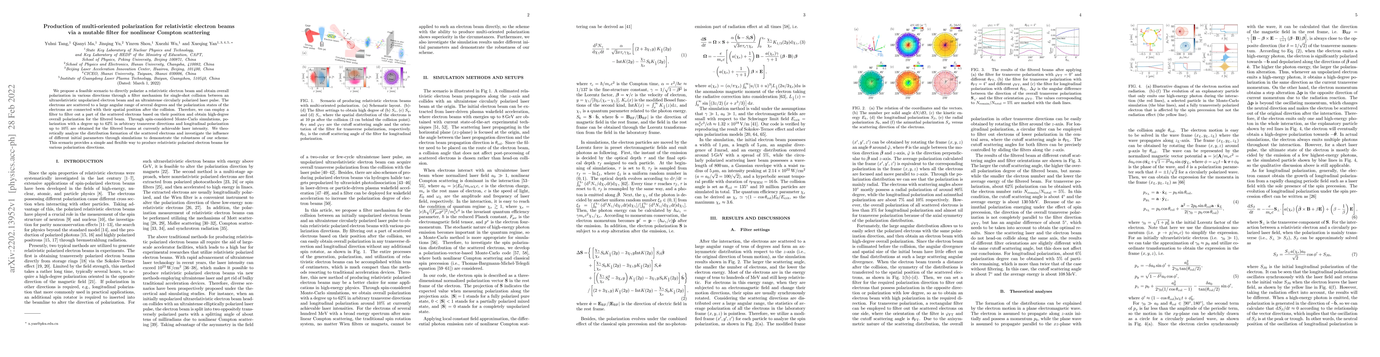 Thumbnail for Production of multi-oriented polarization for relativistic electron
  beams via a mutable filter for nonlinear Compton scattering