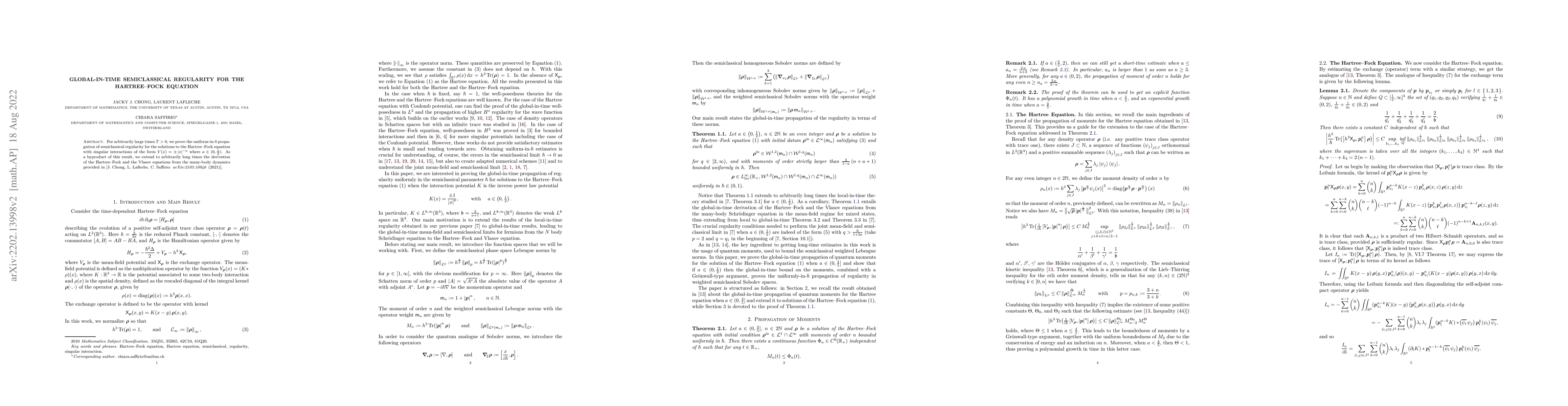 Thumbnail for Global-in-time Semiclassical Regularity for the Hartree-Fock Equation