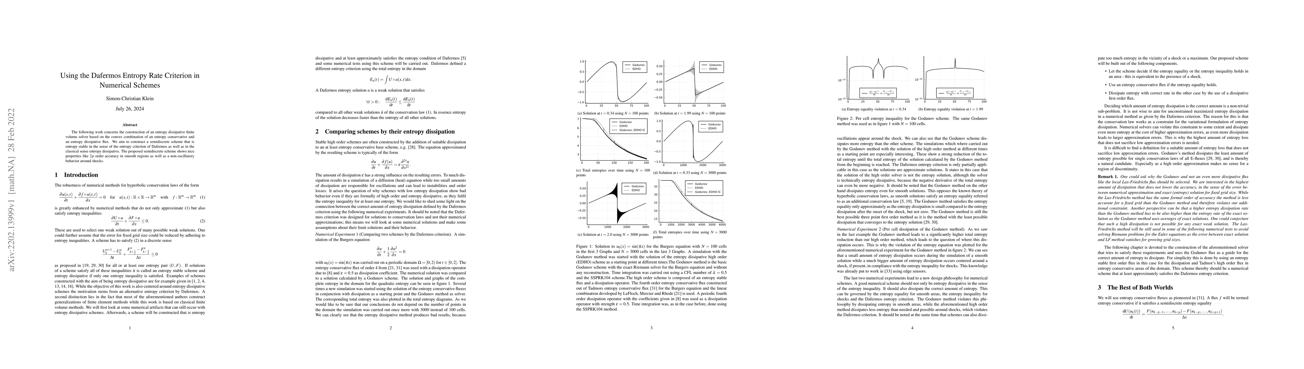Thumbnail for Using the Dafermos Entropy Rate Criterion in Numerical Schemes