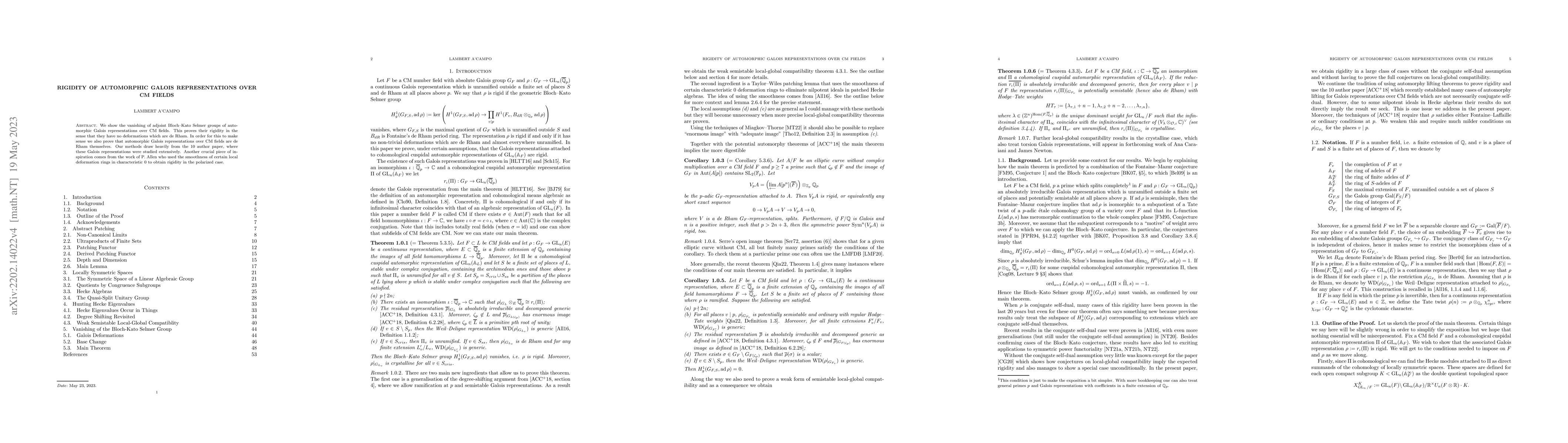 Thumbnail for Rigidity of Automorphic Galois Representations over CM Fields