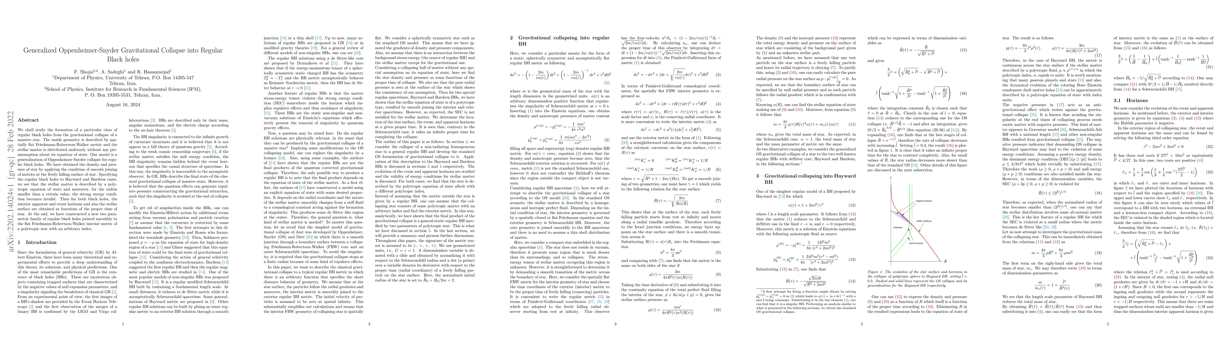Thumbnail for Generalized Oppenheimer-Snyder Gravitational Collapse into Regular Black
  holes