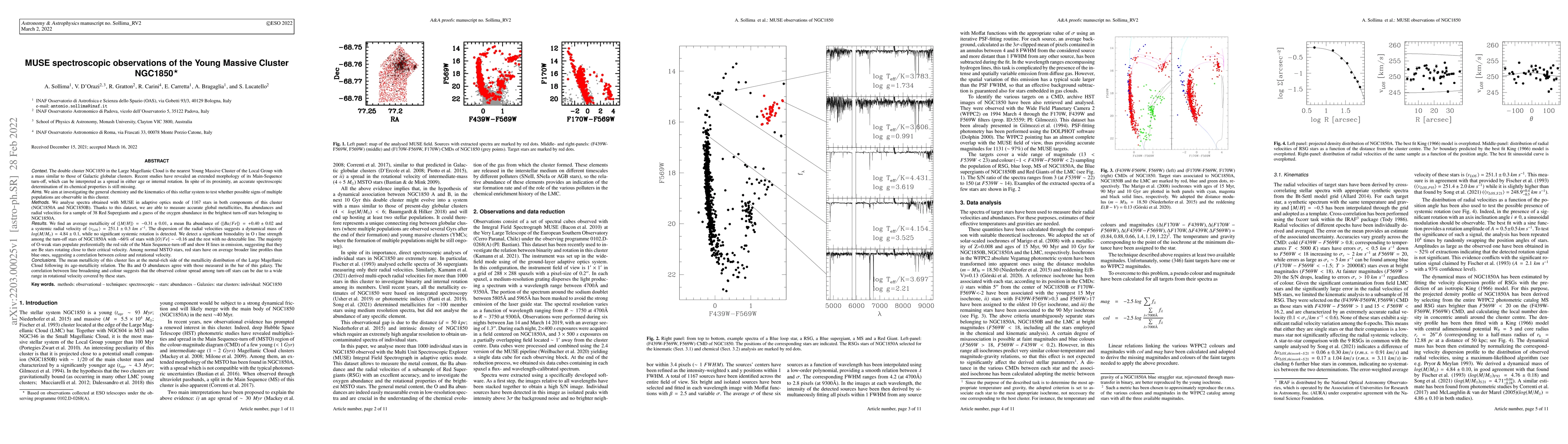 Thumbnail for MUSE spectroscopic observations of the Young Massive Cluster NGC1850