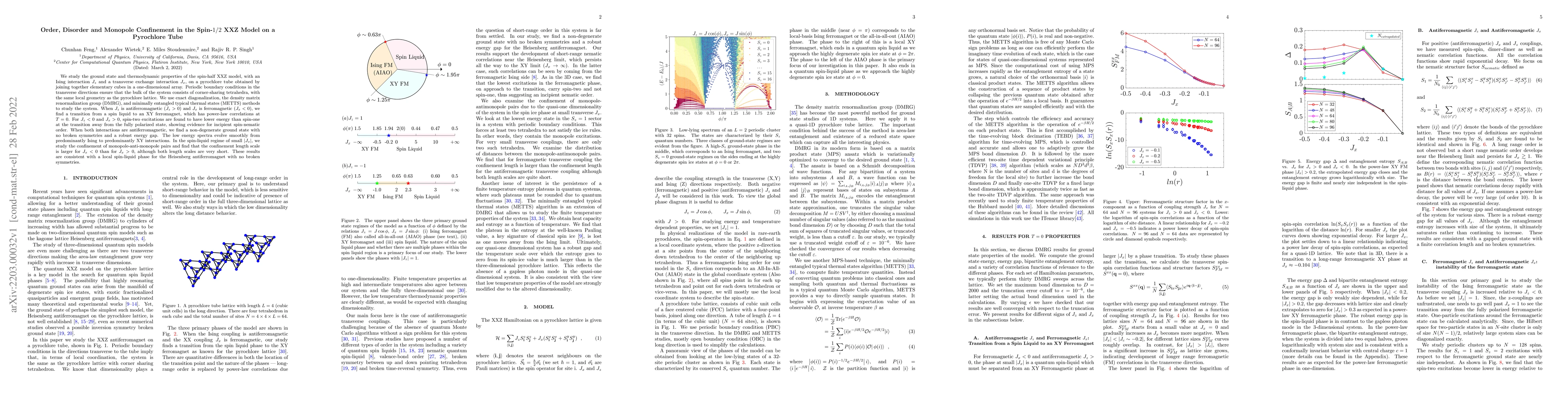 Thumbnail for Order, Disorder and Monopole Confinement in the Spin-$1/2$ XXZ Model on
  a Pyrochlore Tube