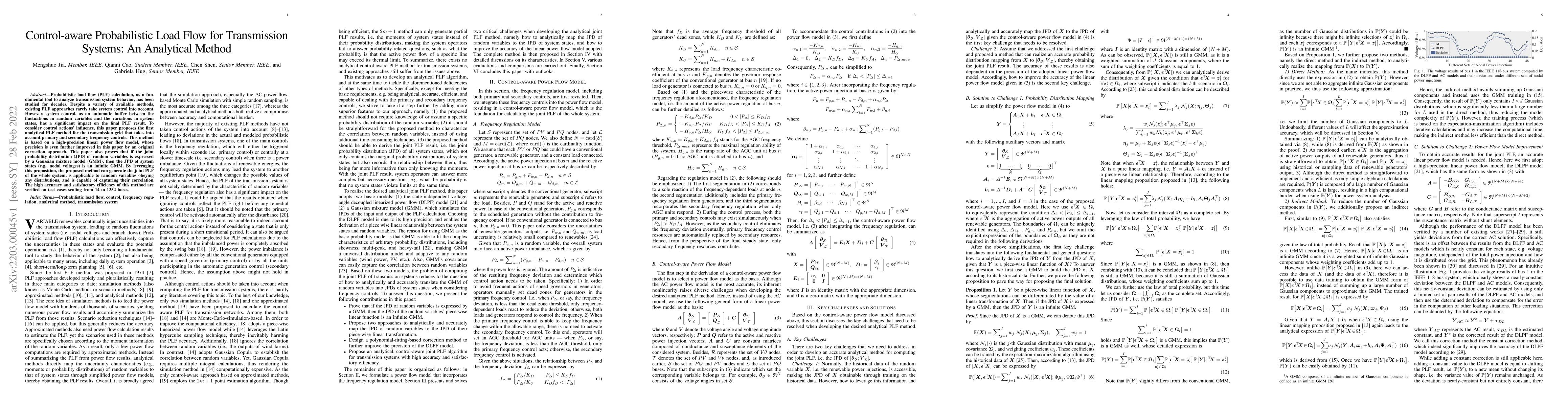 Thumbnail for Control-aware Probabilistic Load Flow for Transmission Systems: An
  Analytical Method