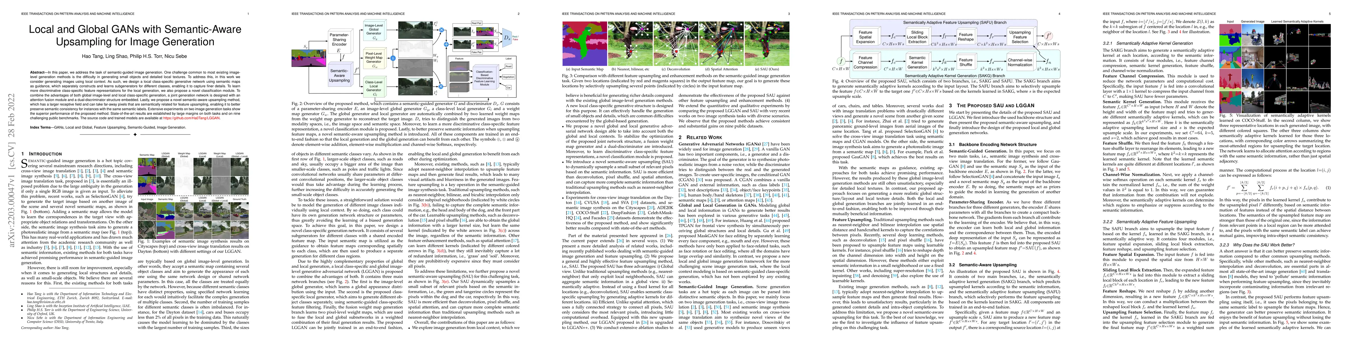 Thumbnail for Local and Global GANs with Semantic-Aware Upsampling for Image
  Generation