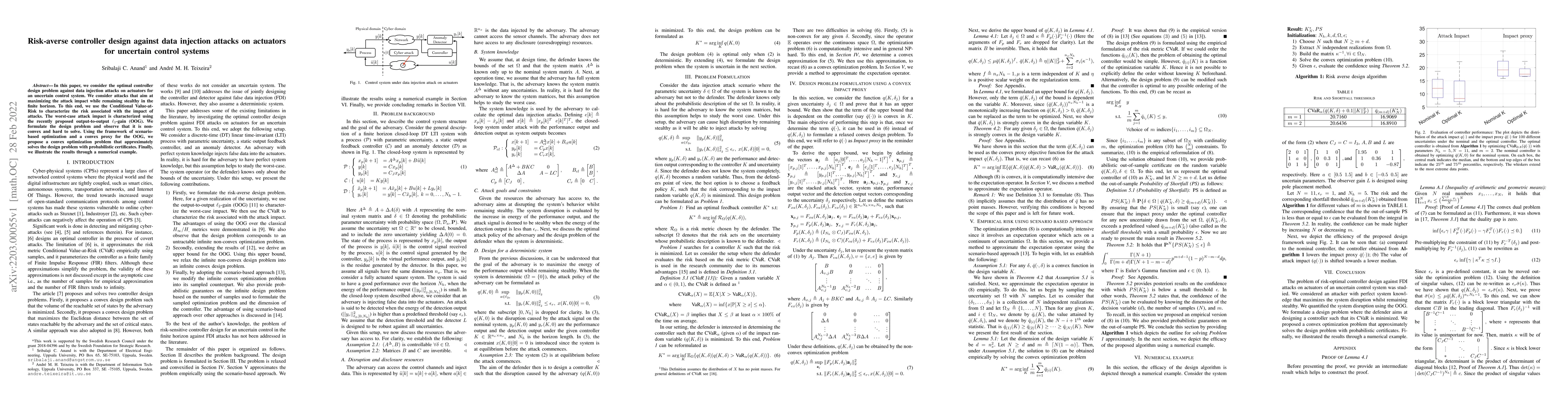 Thumbnail for Risk-averse controller design against data injection attacks on
  actuators for uncertain control systems