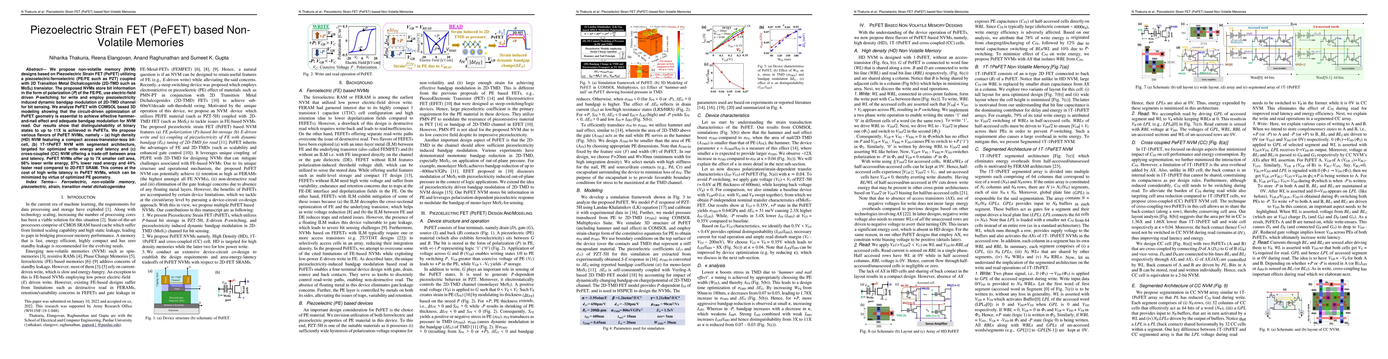 Thumbnail for Piezoelectric Strain FET (PeFET) based Non-Volatile Memories