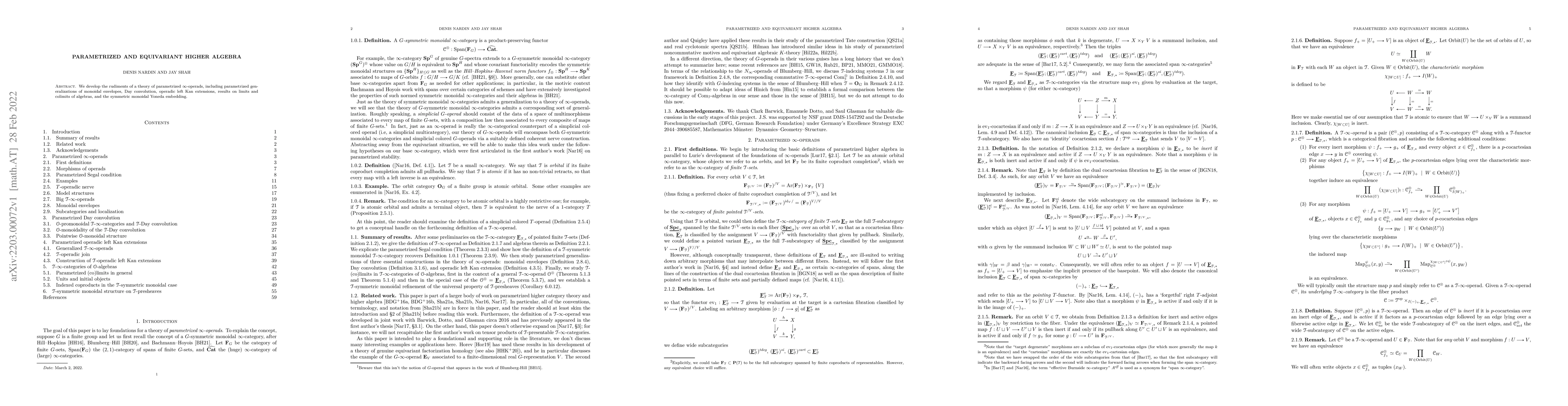 Thumbnail for Parametrized and equivariant higher algebra