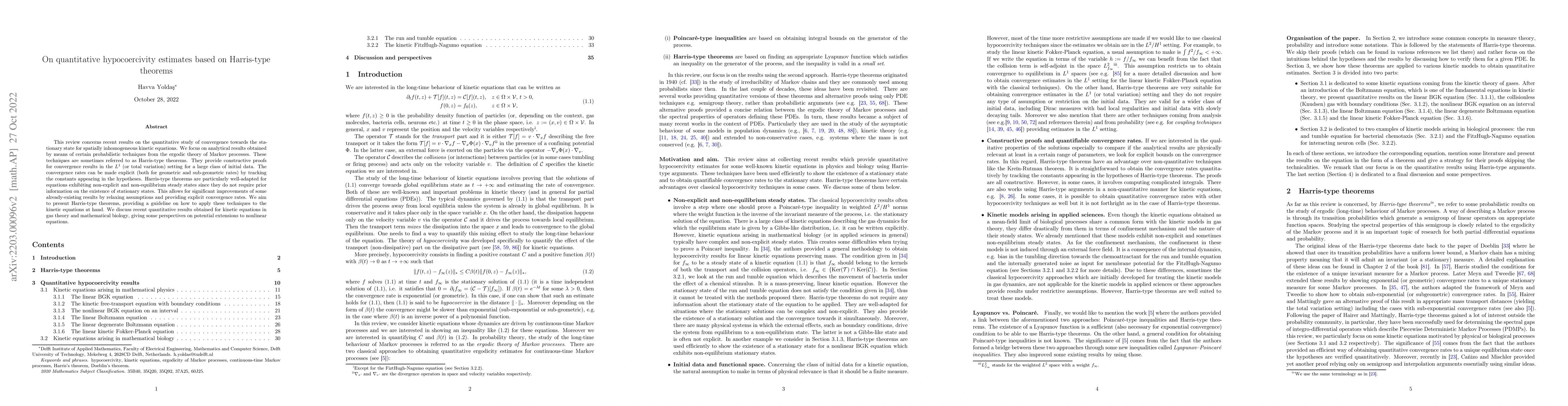 Thumbnail for On quantitative hypocoercivity estimates based on Harris-type theorems