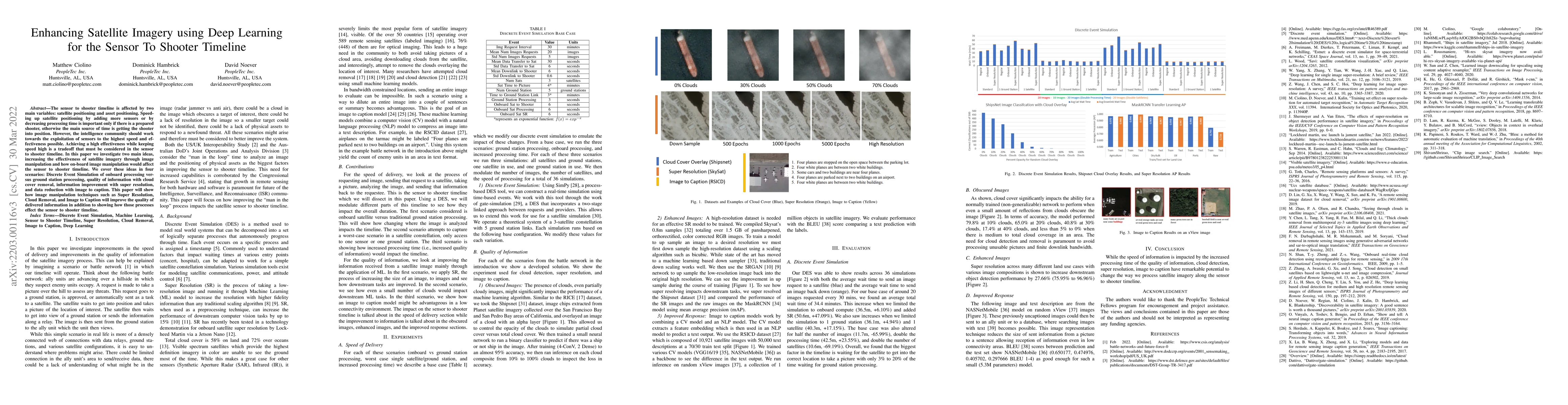 Thumbnail for Enhancing Satellite Imagery using Deep Learning for the Sensor To
  Shooter Timeline
