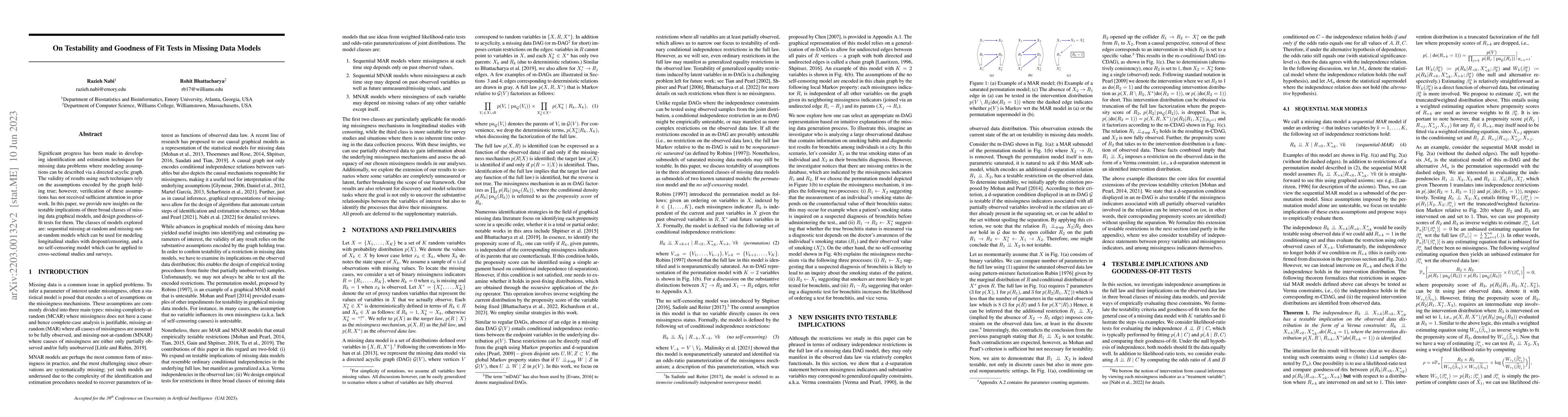 Thumbnail for On Testability and Goodness of Fit Tests in Missing Data Models