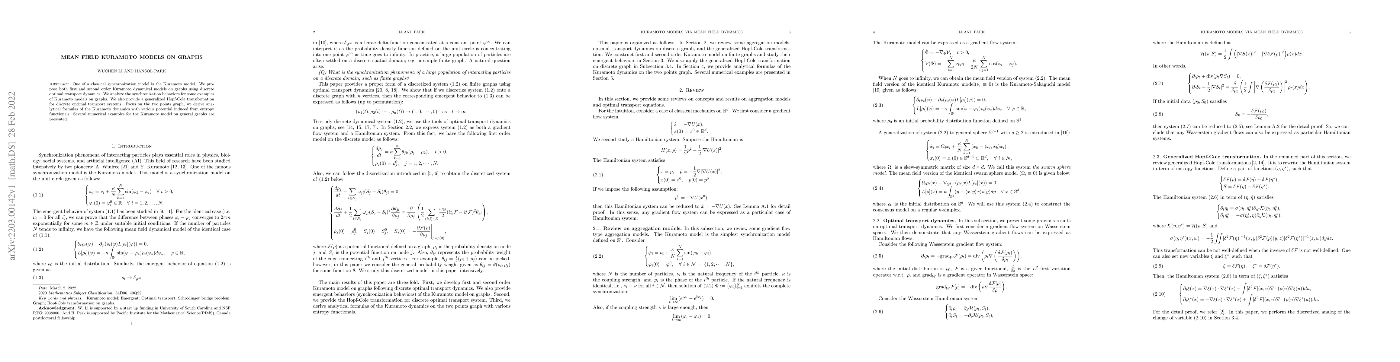 Thumbnail for Mean field Kuramoto models on graphs