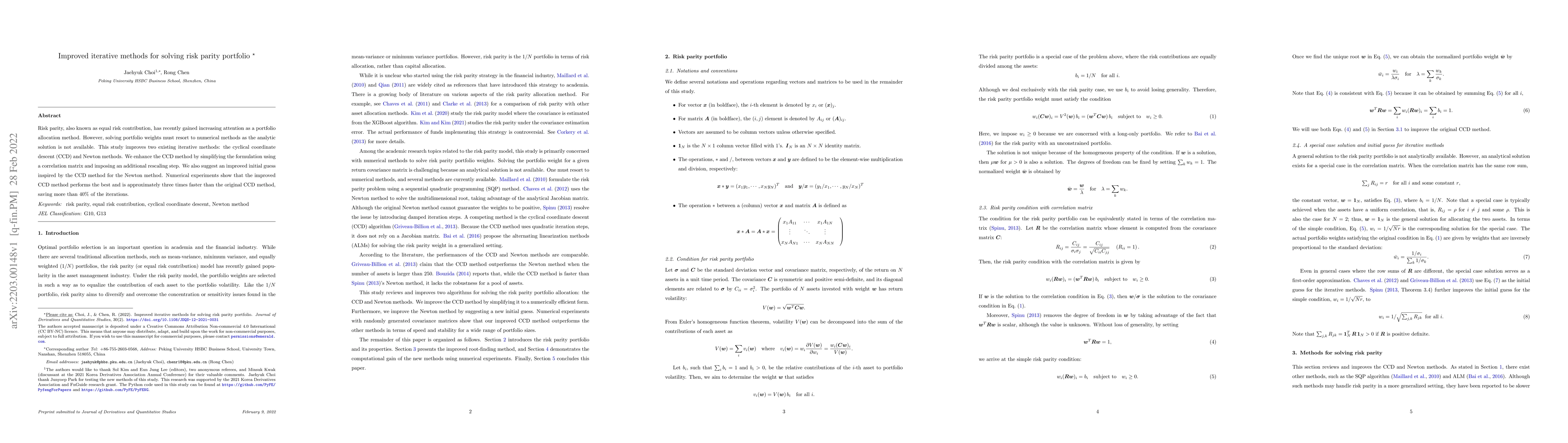 Thumbnail for Improved iterative methods for solving risk parity portfolio