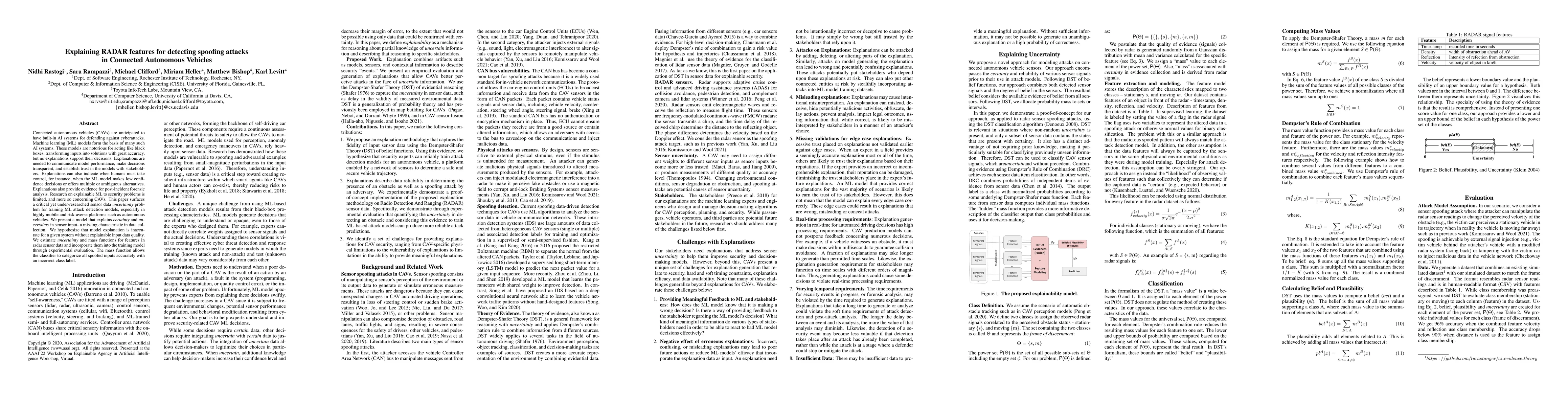 Thumbnail for Explaining RADAR features for detecting spoofing attacks in Connected
  Autonomous Vehicles