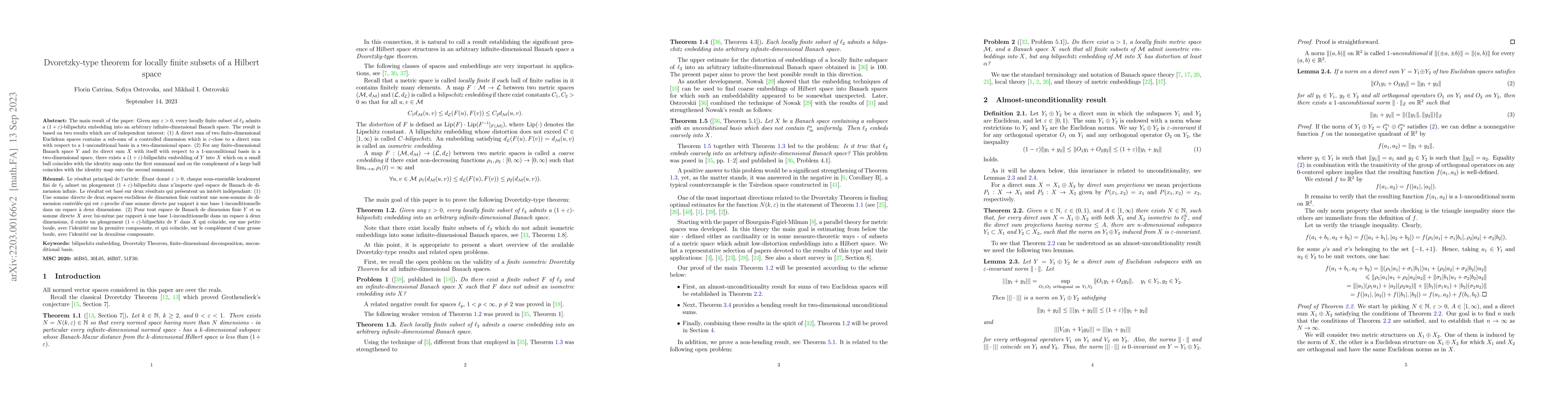 Thumbnail for Dvoretzky-type theorem for locally finite subsets of a Hilbert space