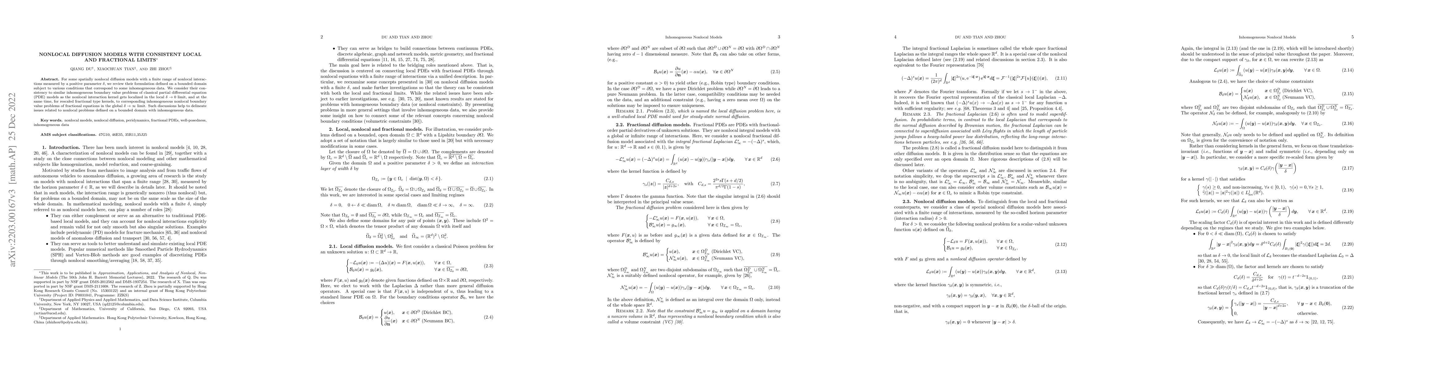 Thumbnail for Nonlocal diffusion models with consistent local and fractional limits