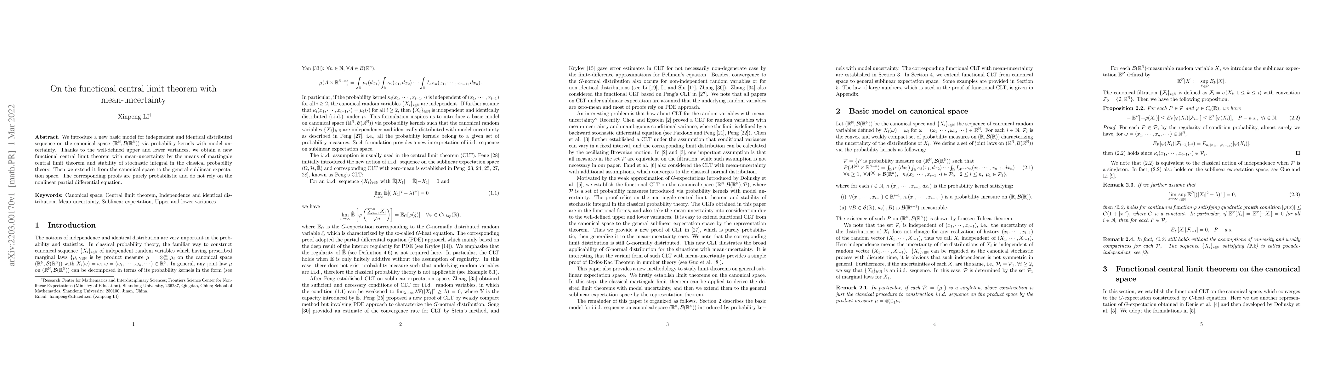 Thumbnail for On the functional central limit theorem with mean-uncertainty