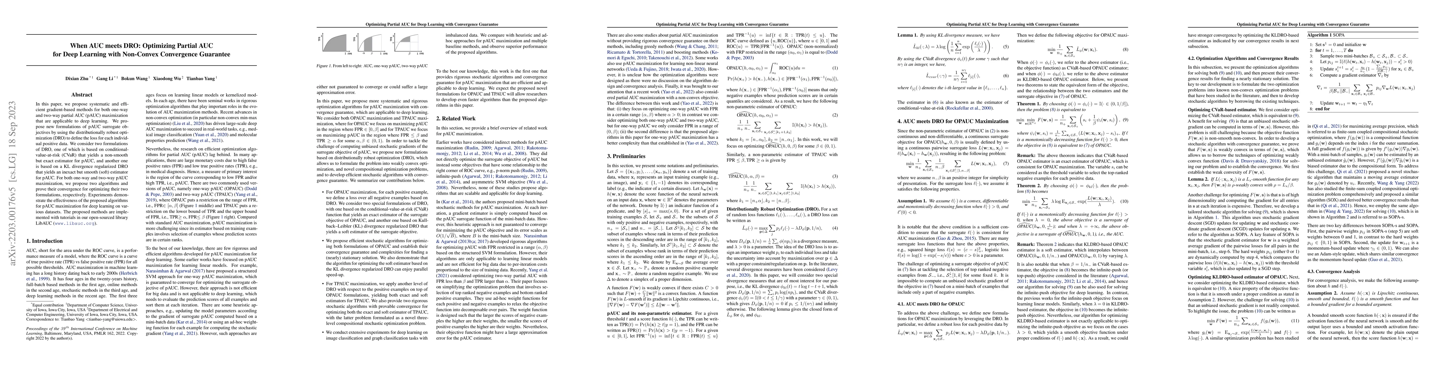 Thumbnail for When AUC meets DRO: Optimizing Partial AUC for Deep Learning with
  Non-Convex Convergence Guarantee