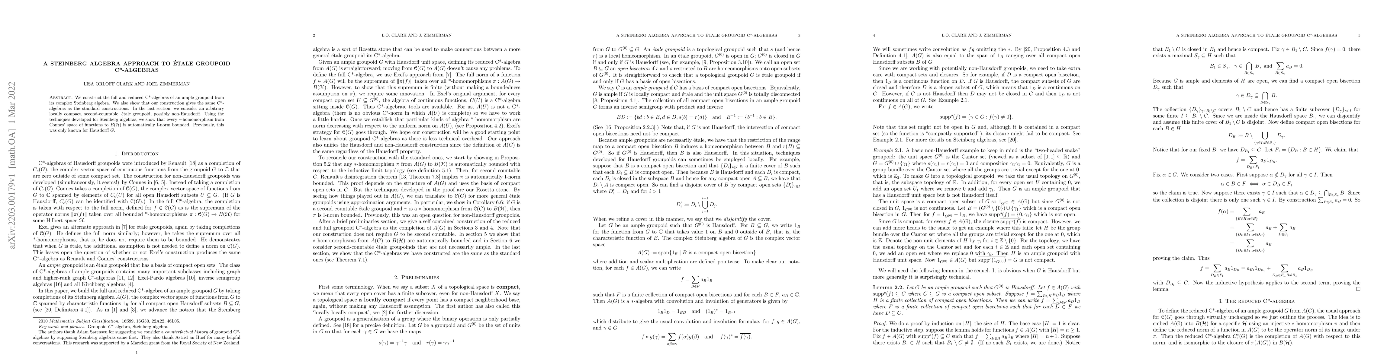 Thumbnail for A Steinberg algebra approach to \'etale groupoid C*-algebras