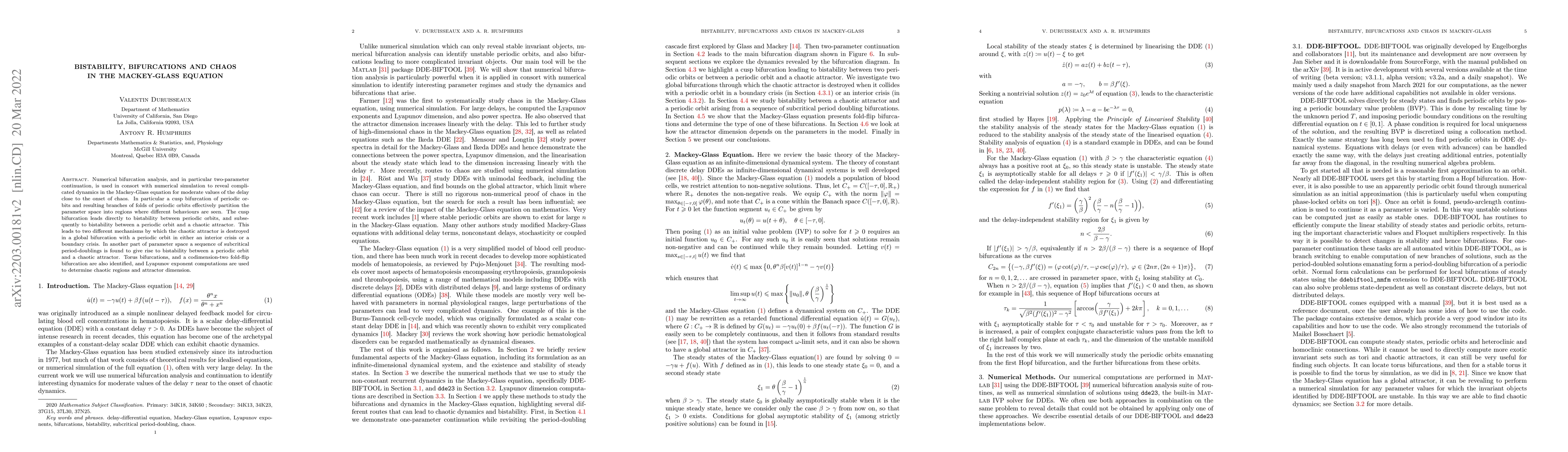 Thumbnail for Bistability, Bifurcations and Chaos in the Mackey-Glass Equation