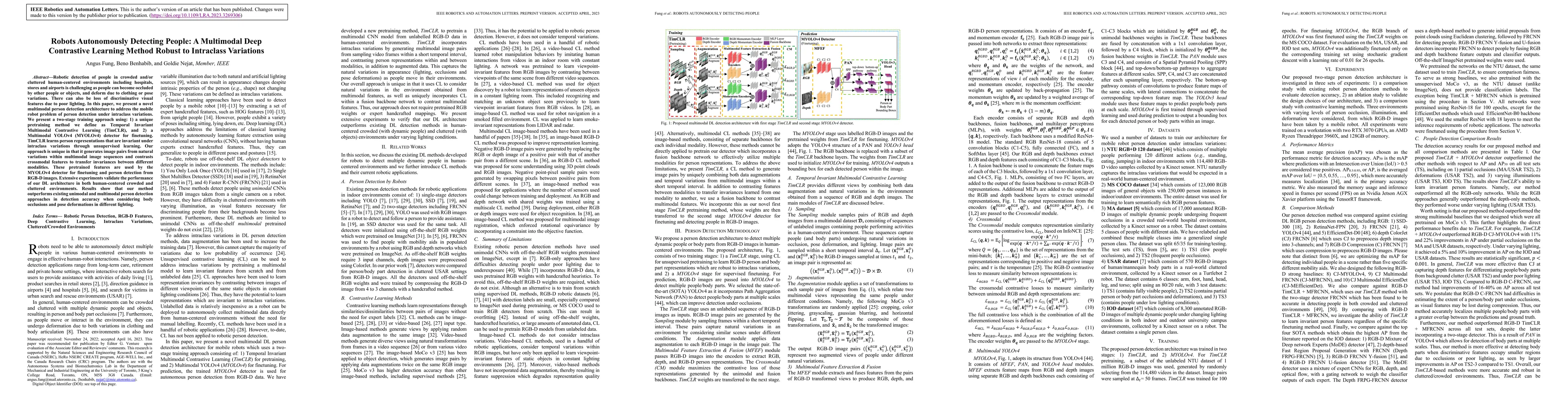 Thumbnail for Robots Autonomously Detecting People: A Multimodal Deep Contrastive
  Learning Method Robust to Intraclass Variations