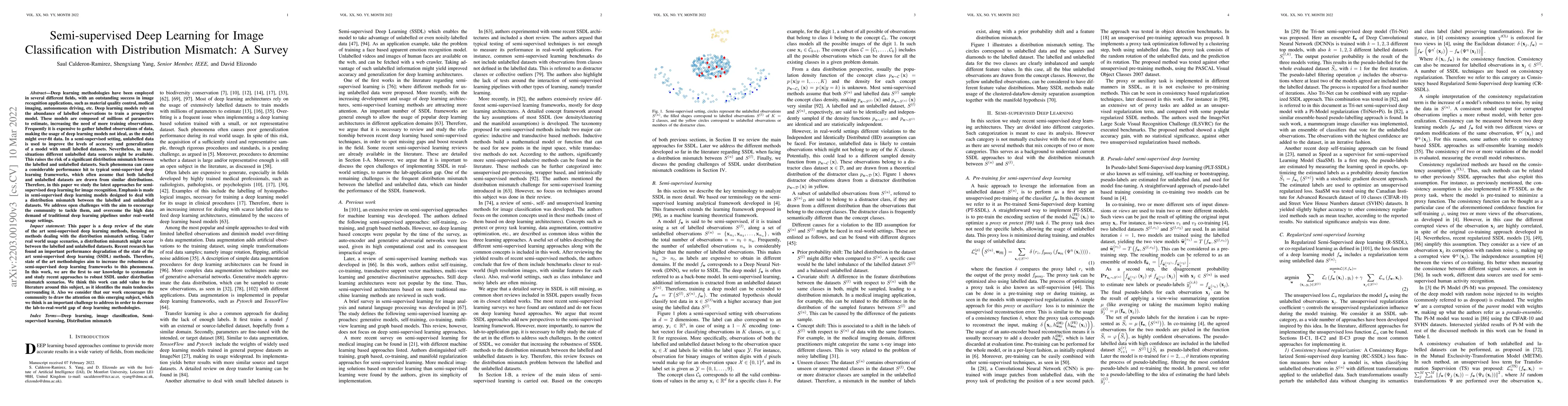 Thumbnail for Semi-supervised Deep Learning for Image Classification with Distribution
  Mismatch: A Survey