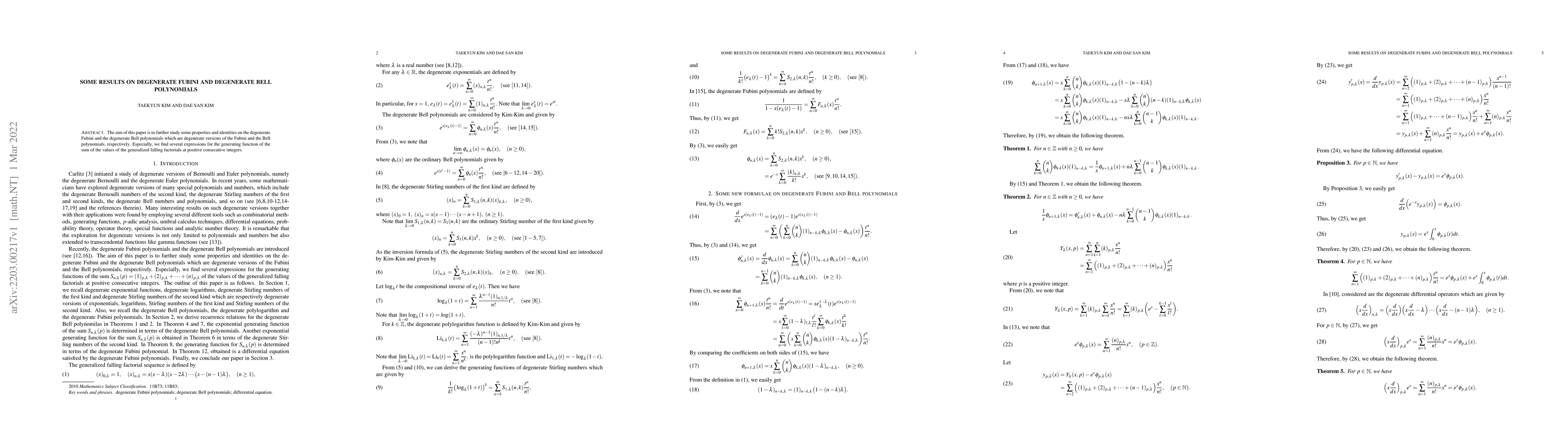 Thumbnail for Some results on degenerate Fubini and degenerate Bell polynomials
