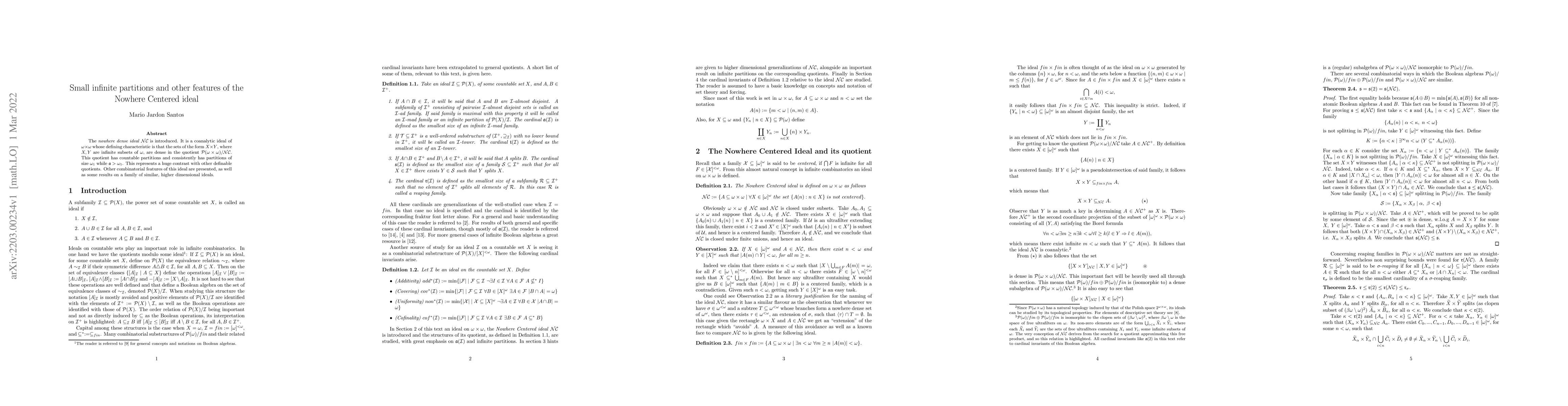 Thumbnail for Small infinite partitions and other features of the Nowhere Centered
  ideal