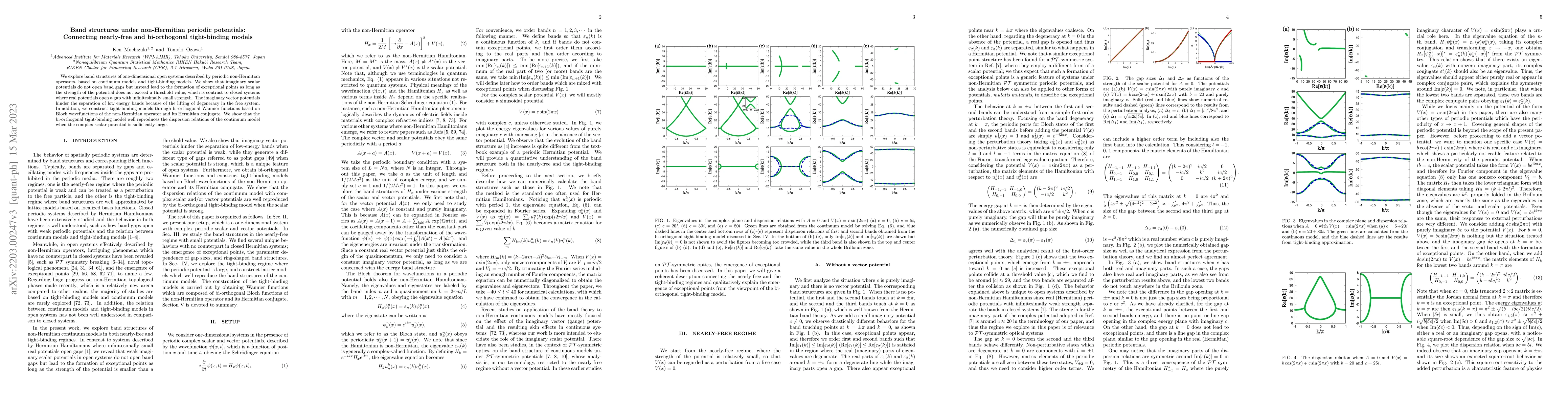 Thumbnail for Band structures under non-Hermitian periodic potentials: Connecting
  nearly-free and bi-orthogonal tight-binding models