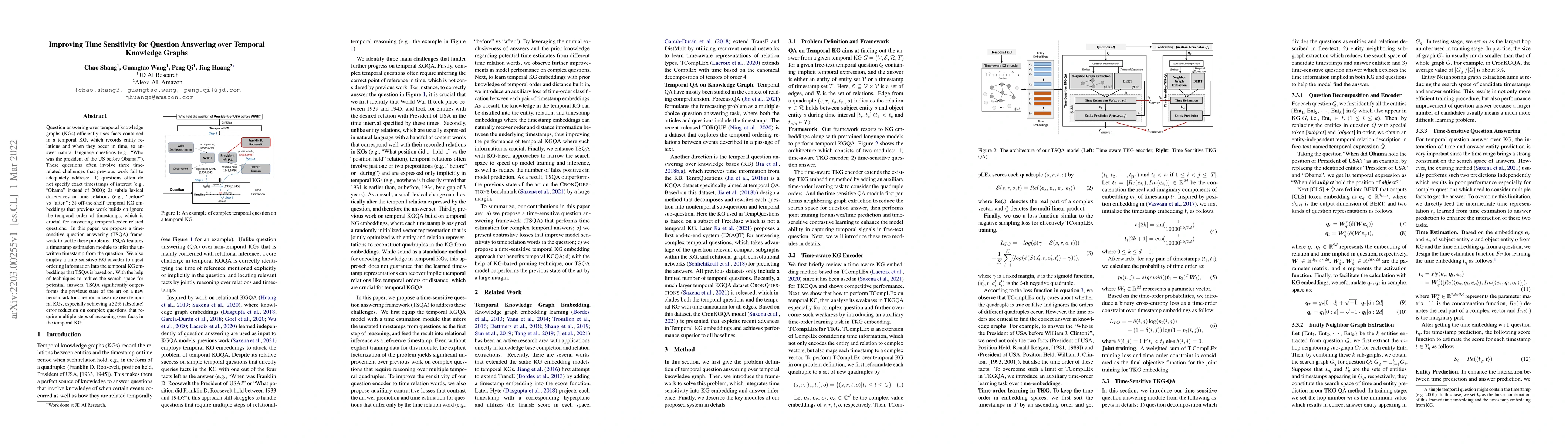 Thumbnail for Improving Time Sensitivity for Question Answering over Temporal
  Knowledge Graphs