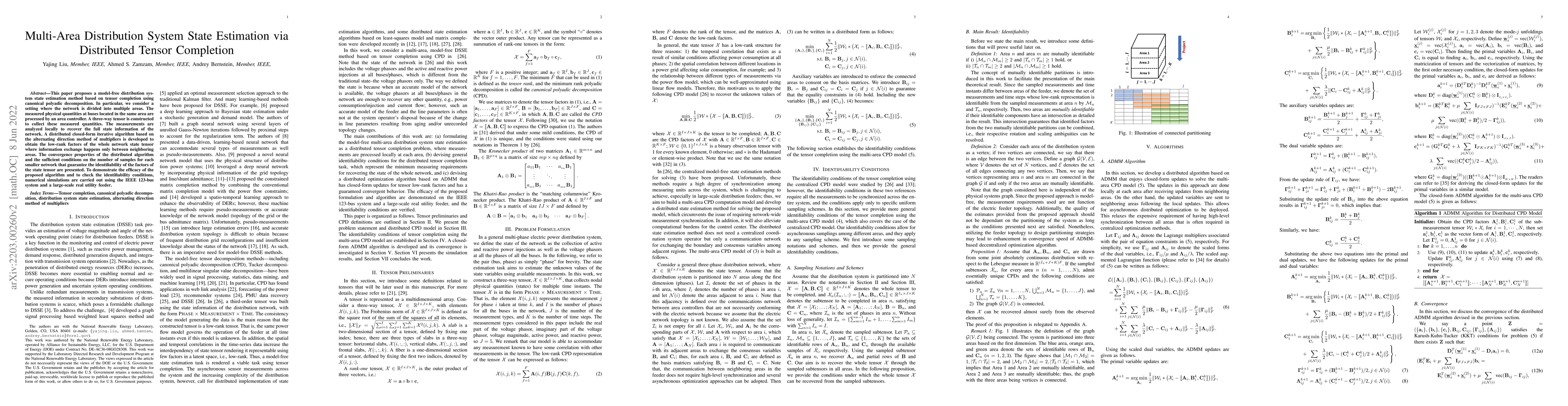 Thumbnail for Multi-Area Distribution System State Estimation via Distributed Tensor
  Completion