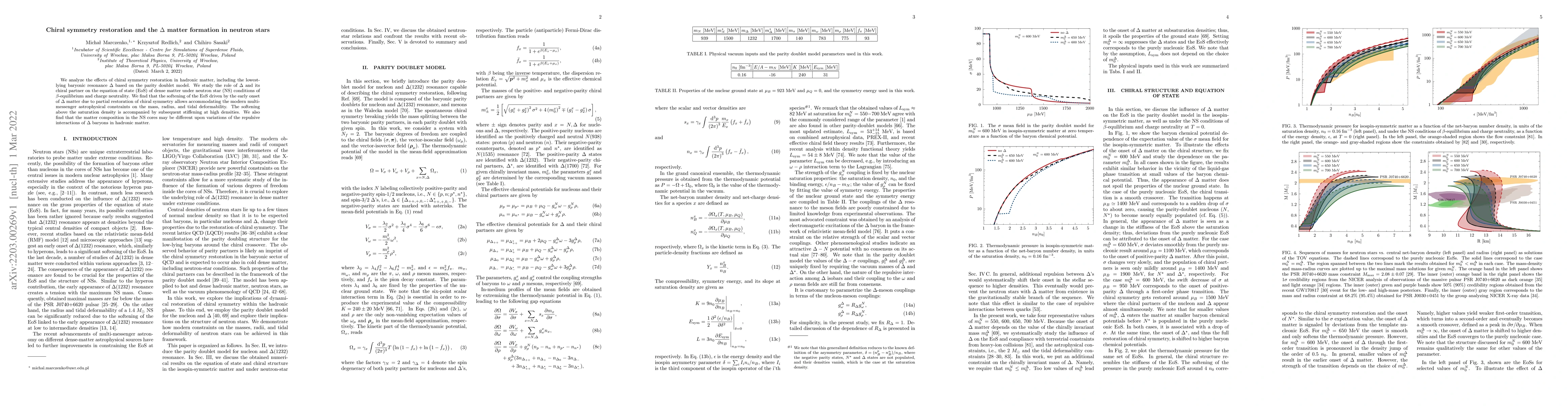 Thumbnail for Chiral symmetry restoration and the $\Delta$ matter formation in neutron
  stars