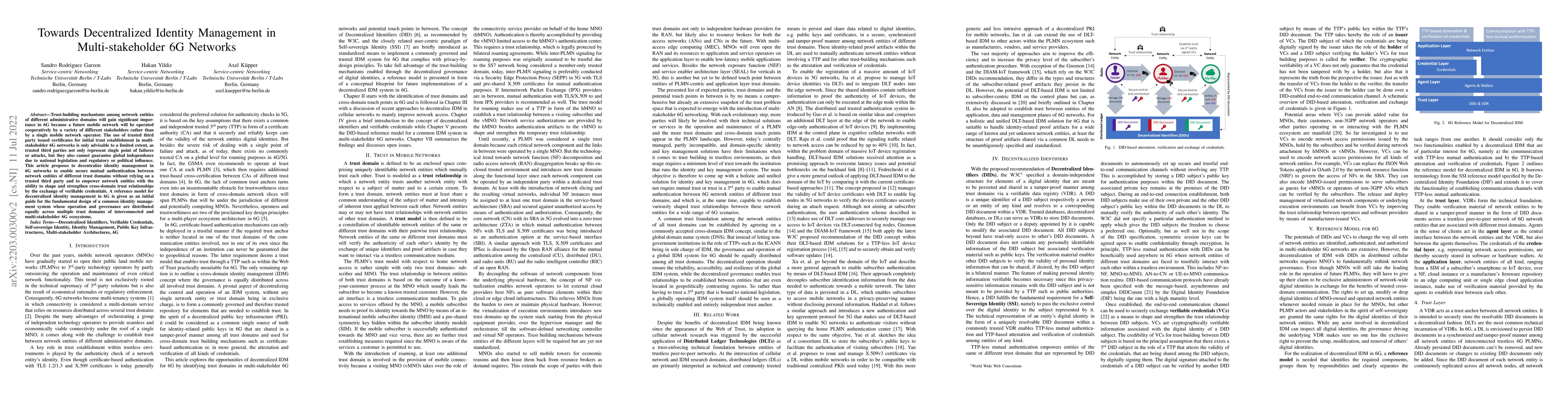 Thumbnail for Towards Decentralized Identity Management in Multi-stakeholder 6G
  Networks
