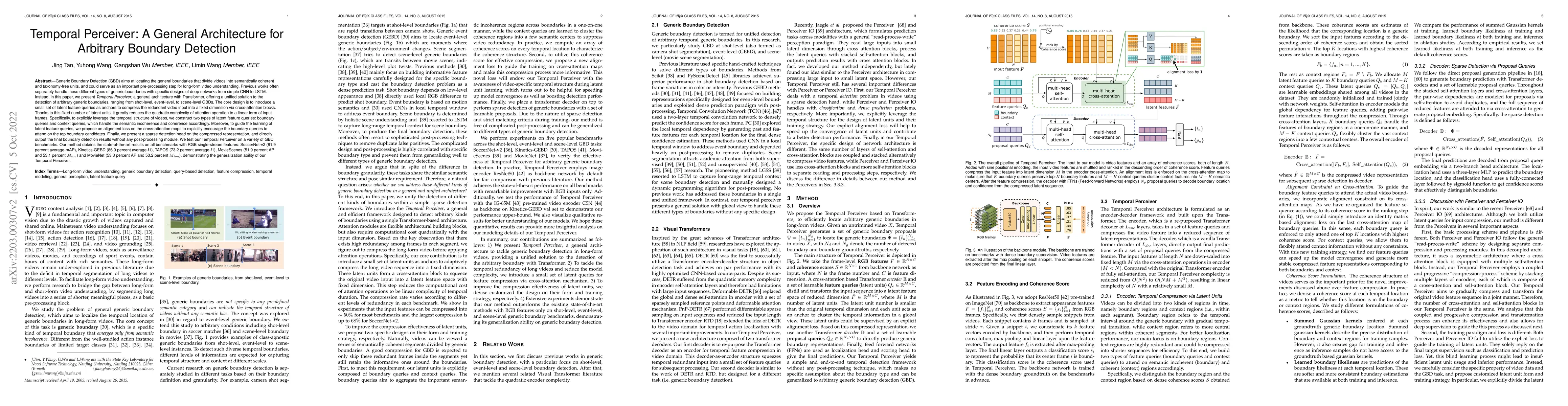 Thumbnail for Temporal Perceiver: A General Architecture for Arbitrary Boundary
  Detection