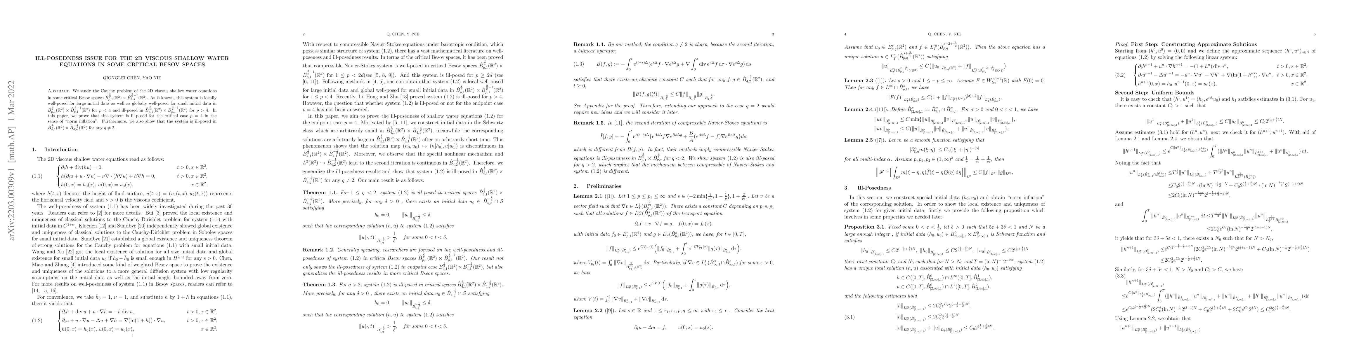 Thumbnail for Ill-posedness issue for the 2D viscous shallow water equations in some
  critical Besov spaces