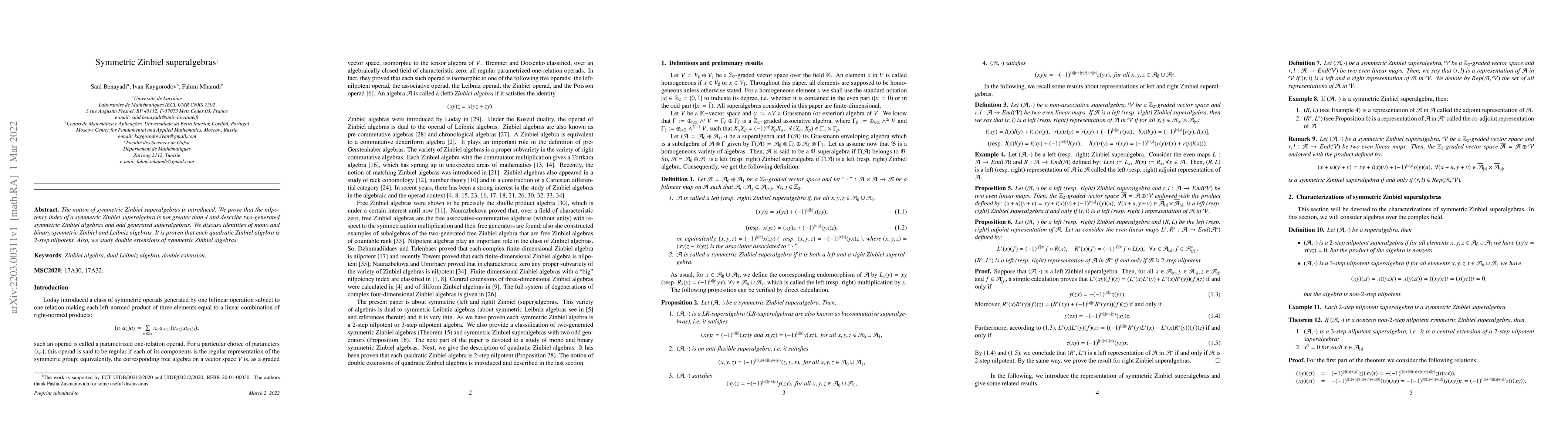Thumbnail for Symmetric Zinbiel superalgebras