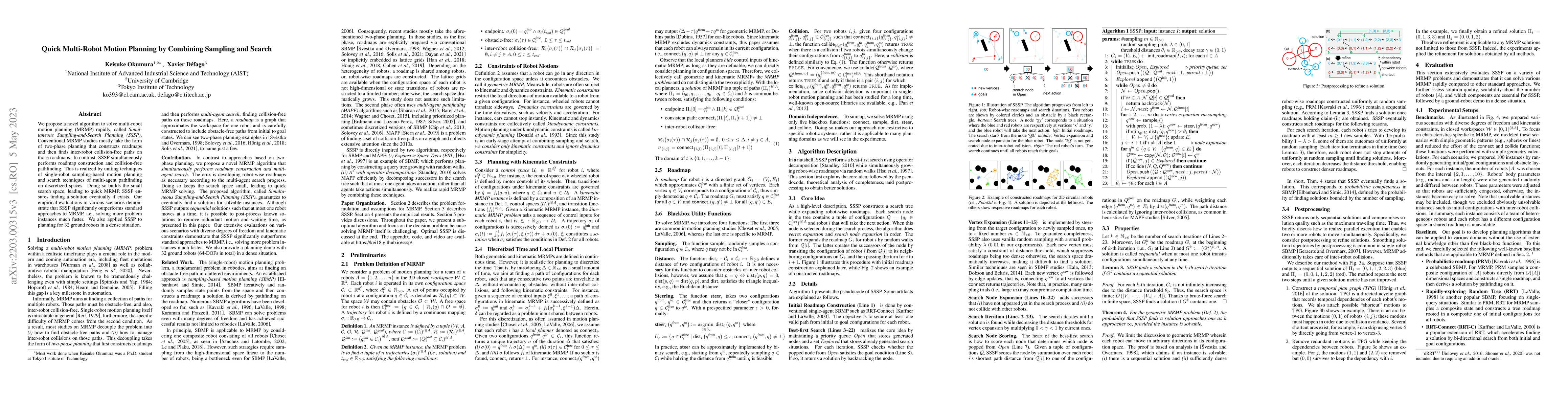 Thumbnail for Quick Multi-Robot Motion Planning by Combining Sampling and Search