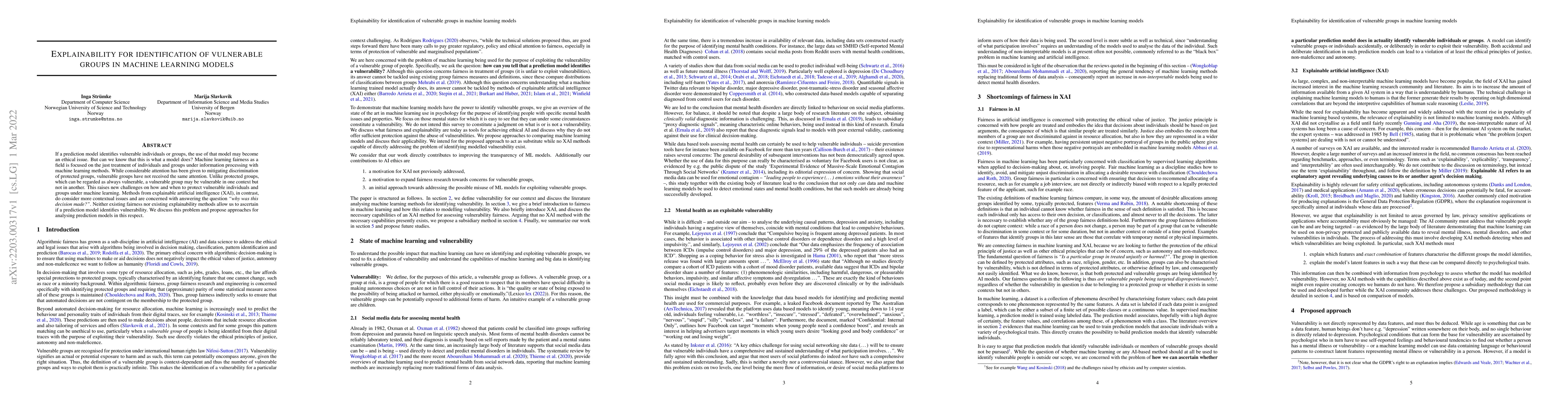 Thumbnail for Explainability for identification of vulnerable groups in machine
  learning models