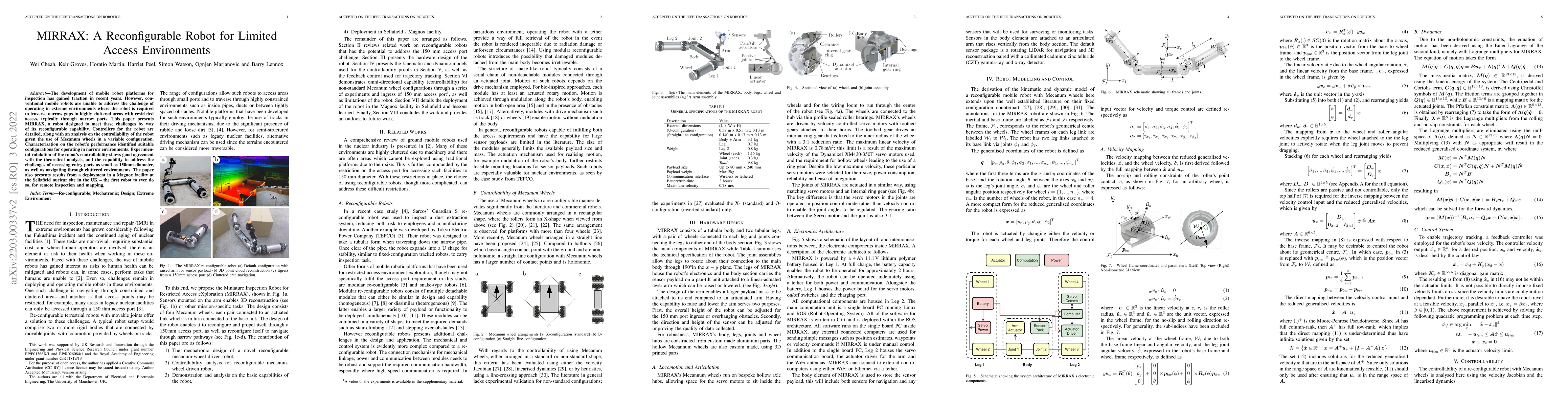 Thumbnail for MIRRAX: A Reconfigurable Robot for Limited Access Environments